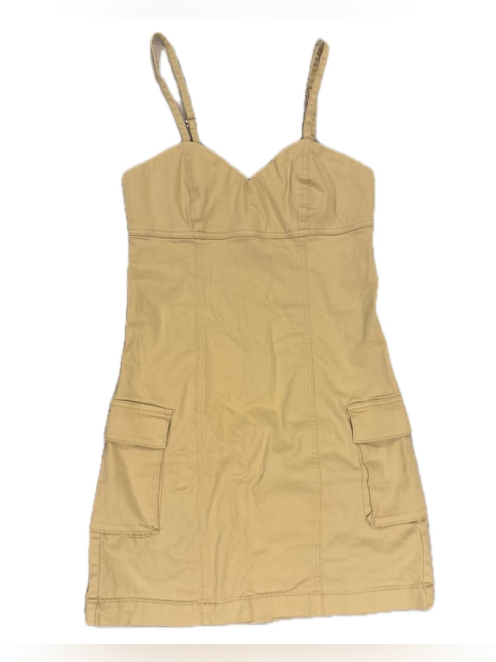 Tinsel Town Khaki Cargo Mini Dress Size L Cotton Blend Utility Gorpcore